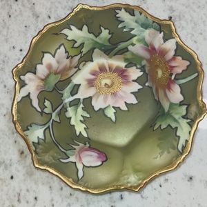 Nippon Hand Painted Antique Candy Dish 24k Gold Accents Gorgeous!